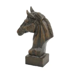 Statues & Sculptures Horses-Race Horse Head Bronze Metal Garden Ornament