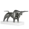 Statues & Sculptures Table Top|Animals-Raging Bull 35cm Anthracite Resin Indoor Sculpture