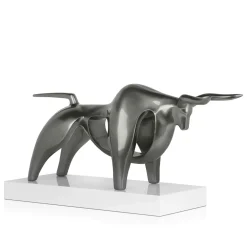 Statues & Sculptures Table Top|Animals-Raging Bull 35cm Anthracite Resin Indoor Sculpture