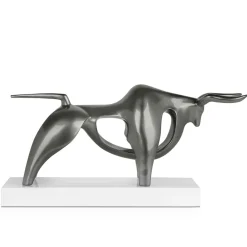 Statues & Sculptures Table Top|Animals-Raging Bull 35cm Anthracite Resin Indoor Sculpture