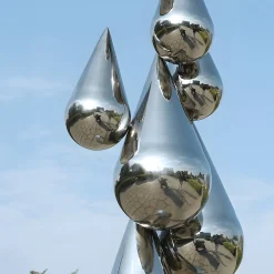 Statues & Sculptures Giant|Floor Standing-Raindrop Dream 215cm Silver Metal Garden Sculpture
