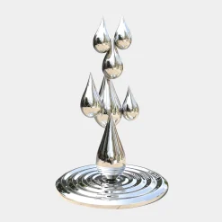Statues & Sculptures Floor Standing|Abstract-Raindrop Ripples 150cm Silver Metal Garden Sculpture