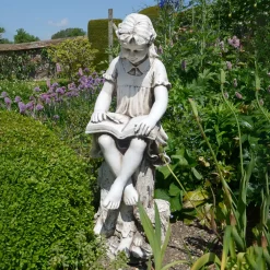 Statues & Sculptures Children-Reading Girl 89cm Stone Resin Garden Statue