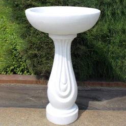 Statues & Sculptures Bird Baths-Redmire Modern Marble Resin Garden Birdbath