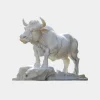 Statues & Sculptures Farm|Modern-Regal Bull 120cm White Marble Garden Statue v2