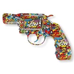 Statues & Sculptures Wall Art|Pop Art-Retro Revolver 32cm Comic Art Resin Wall Sculpture