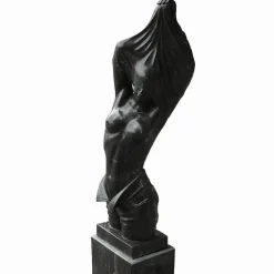 Statues & Sculptures Contemporary|Modern-Reveal Black Marble 170cm Garden Statue on Pedestal