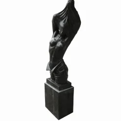 Statues & Sculptures Contemporary|Modern-Reveal Black Marble 170cm Garden Statue on Pedestal