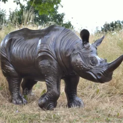 Statues & Sculptures Wildlife-Rhino Bronze Metal Garden Statue