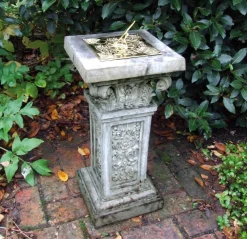 Statues & Sculptures Garden Sundials-Rocco Brass Stone Garden Sundial