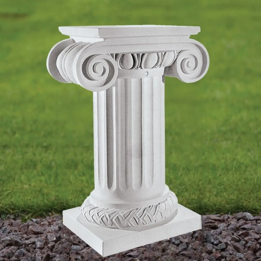 Statues & Sculptures Plinths & Pedestals-Roman 75cm Marble Resin Garden Pedestal