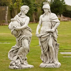 Statues & Sculptures Roman-Roman Gladiator & Goddess Stone Garden Statues