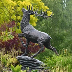 Statues & Sculptures Stags & Deers-Royal Deer 213cm Bronze Metal Garden Statue