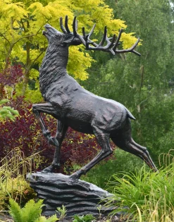 Statues & Sculptures Stags & Deers-Royal Deer 213cm Bronze Metal Garden Statue