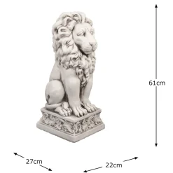 Statues & Sculptures Wildlife|Lions-Royal Lion Antique Stone Garden Statue