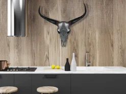 Statues & Sculptures Wall Art|Animals-Sacred Buffalo 63cm Silver Resin Wall Sculpture