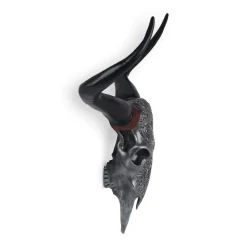 Statues & Sculptures Wall Art|Animals-Sacred Buffalo 63cm Silver Resin Wall Sculpture