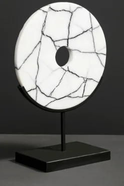 Statues & Sculptures Table Top|Abstract-Sacred Circle 34cm White Marble Indoor Sculpture