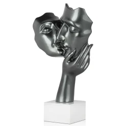Statues & Sculptures Figurative|Table Top-Secret Kiss 50cm Anthracite Resin Indoor Sculpture