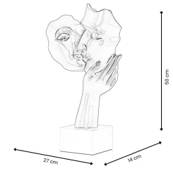 Statues & Sculptures Figurative|Table Top-Secret Kiss 50cm Anthracite Resin Indoor Sculpture