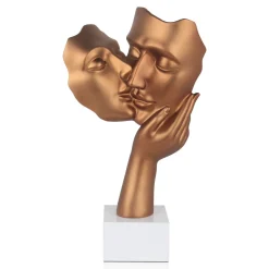 Statues & Sculptures Figurative|Table Top-Secret Kiss 50cm Bronze Resin Indoor Sculpture