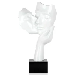 Statues & Sculptures Figurative|Table Top-Secret Kiss 50cm White Resin Indoor Sculpture
