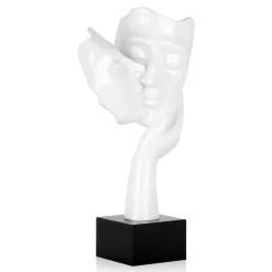 Statues & Sculptures Figurative|Table Top-Secret Kiss 50cm White Resin Indoor Sculpture