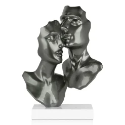 Statues & Sculptures Figurative|Table Top-Secret Lovers 57cm Anthracite Resin Indoor Sculpture