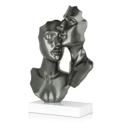 Statues & Sculptures Figurative|Table Top-Secret Lovers 57cm Anthracite Resin Indoor Sculpture