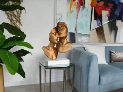 Statues & Sculptures Figurative|Table Top-Secret Lovers 57cm Bronze Resin Indoor Sculpture