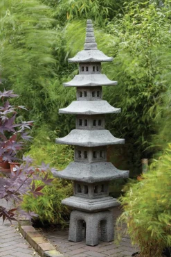 Statues & Sculptures Pagodas-Seven Piece Japanese Pagoda Stone Garden Ornament