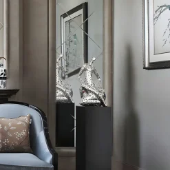 Statues & Sculptures Figurative|Table Top-Silent Soul 81cm Silver Metal Indoor Sculpture