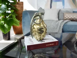 Statues & Sculptures Table Top|Contemporary-Sonic Grenade 25cm Gold Resin Indoor Sculpture