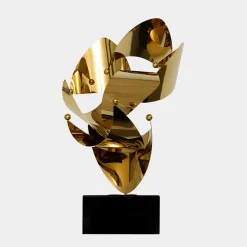 Statues & Sculptures Table Top|Abstract-Spacial Drift 57cm Gold Metal Indoor Sculpture