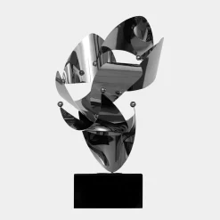 Statues & Sculptures Table Top|Abstract-Spacial Drift 57cm Silver Metal Indoor Sculpture