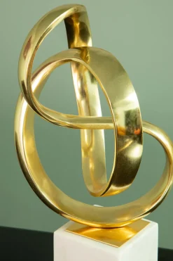 Statues & Sculptures Table Top|Abstract-Spiral Symphony 34cm Gold Metal Indoor Sculpture