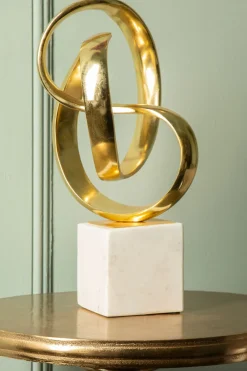 Statues & Sculptures Table Top|Abstract-Spiral Symphony 34cm Gold Metal Indoor Sculpture