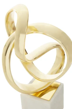 Statues & Sculptures Table Top|Abstract-Spiral Symphony 34cm Gold Metal Indoor Sculpture