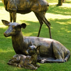 Statues & Sculptures Stags & Deers-Stag Doe & Fawn Collection Bronze Metal Garden Statues