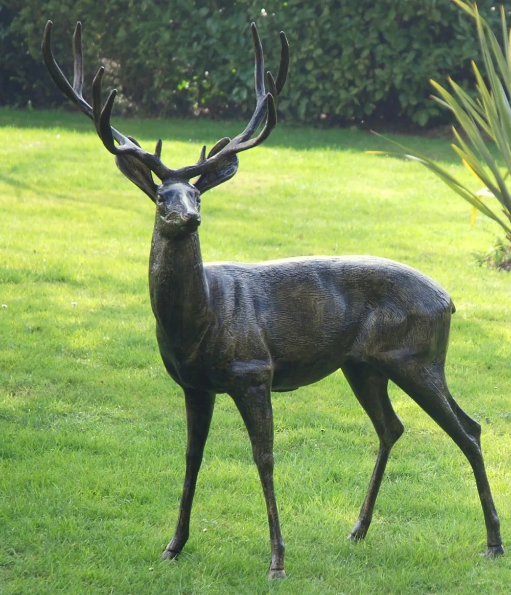 Statues & Sculptures Stags & Deers-Stag Doe & Fawn Collection Bronze Metal Garden Statues