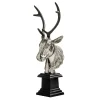 Statues & Sculptures Table Top|Animals-Stag Head 50cm Silver Metal Indoor Statue