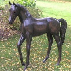 Statues & Sculptures Horses-Standing Foal Bronze Metal Garden Statue