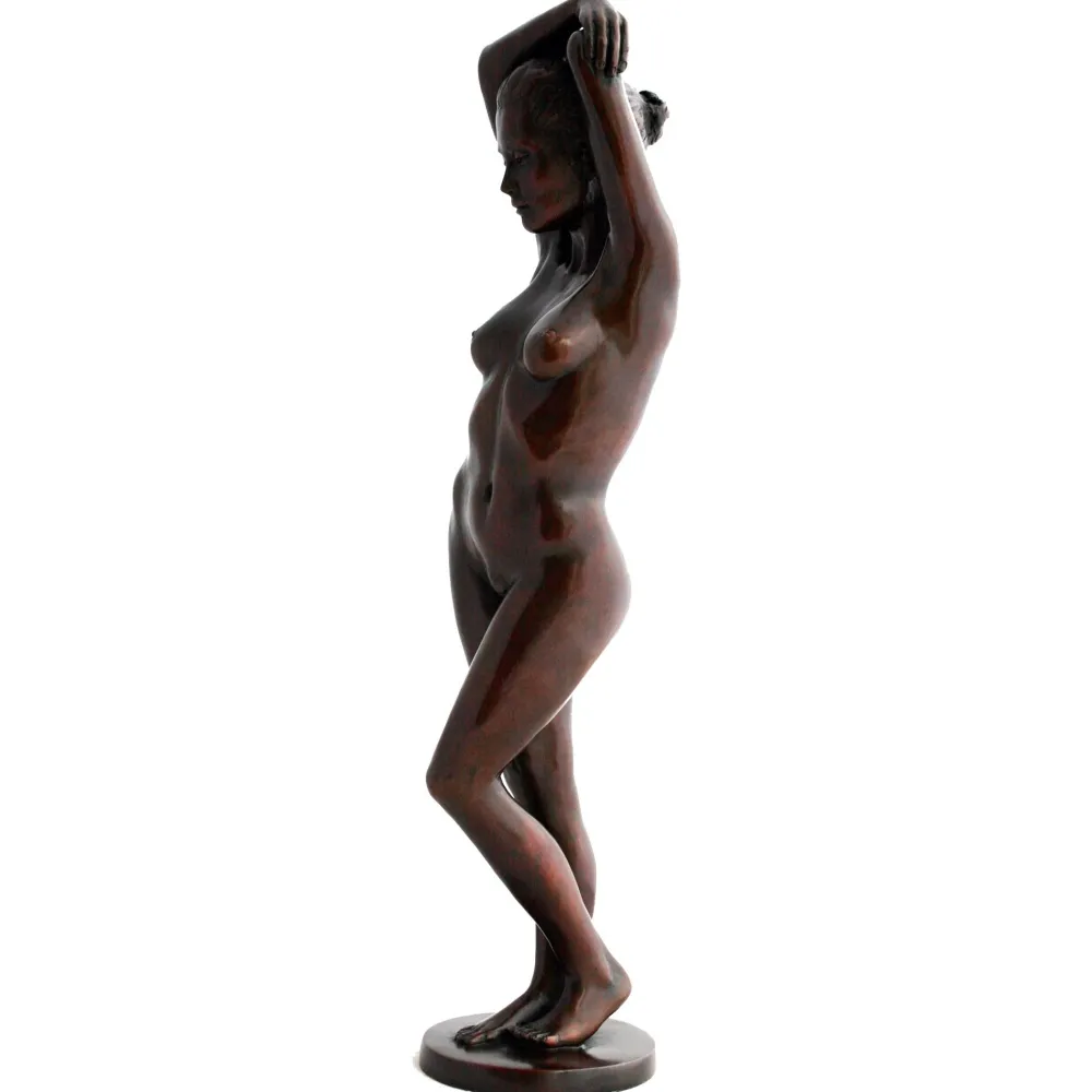 Statues & Sculptures Figurative|Table Top-Standing Woman Bronze Indoor Sculpture