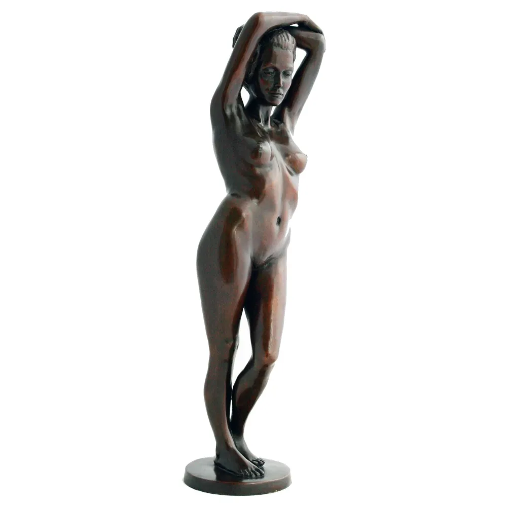 Statues & Sculptures Figurative|Table Top-Standing Woman Bronze Indoor Sculpture