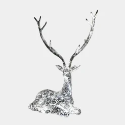 Statues & Sculptures Wildlife|Stags & Deers-Starlight Stag 125cm LED Silver Metal Garden Sculpture