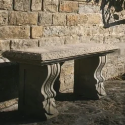 Statues & Sculptures Stone Benches-Straight Ivy Stone Garden Bench