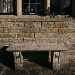 Statues & Sculptures Stone Benches-Straight Ivy Stone Garden Bench