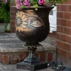 Statues & Sculptures Round-Sunflower Urn Bronze Metal Garden Planter