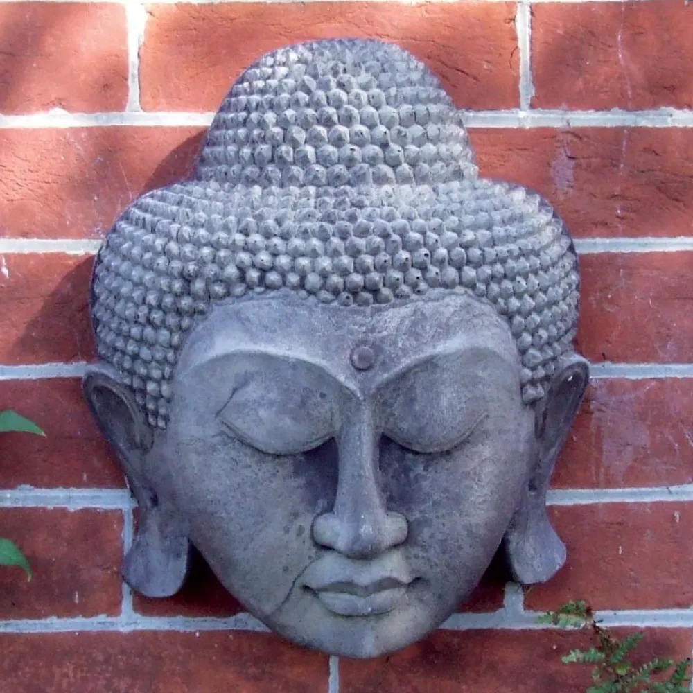 Statues & Sculptures Wall Plaques|Buddha-Thai Buddha Head Stone Garden Wall Art Plaque