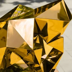 Statues & Sculptures Floor Standing|Low Poly-The Thinker 130cm Gold Geometric Metal Garden Sculpture